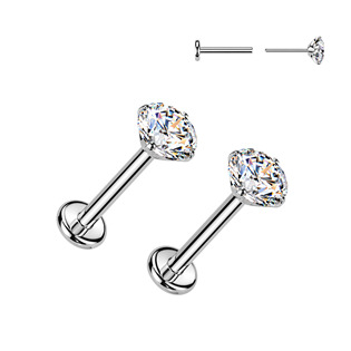 Titanové náušnice PUSH-IN s moissanity 3mm (2 x 0.11ct)