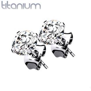 Titanové náušnice se zirkony 6 mm