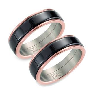 Titanové prsteny BOCCIA® s černou keramikou  - pár