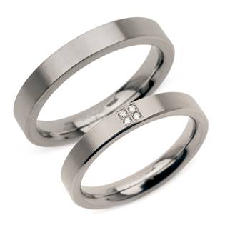 Titanové snubní prsteny BOCCIA® s diamanty - pár