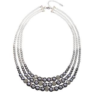 Trojitý perlový náhrdelník Crystals from Swarovski® šedý