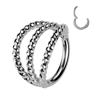Trojitý segment kruh kroucený - helix / cartilage / tragus piercing
