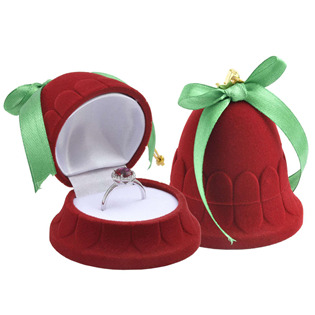 Vánoční dárková krabička na prsten - zvonek červený