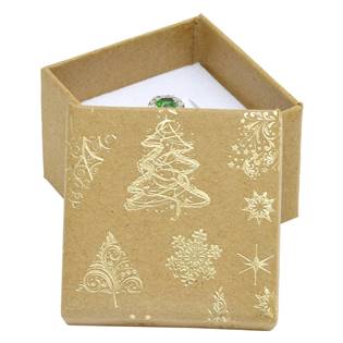 Vánoční dárková krabička na prsten/náušnice - zlatý motiv
