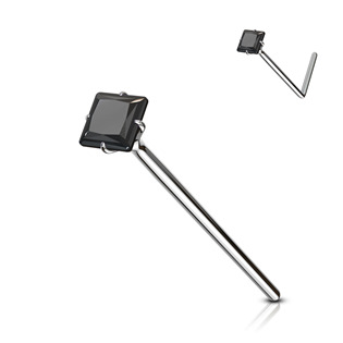 Variabilní piercing do nosu, černý zirkon 2,5 x 2,5 mm