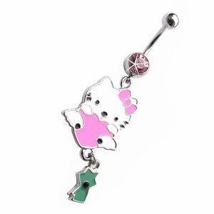 Visací piercing do pupíku Hello Kitty