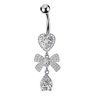 Visací piercing do pupíku mašlička