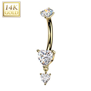 Visací zlatý piercing do pupíku, Au 585/1000