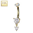 Zlatý piercing do pupíku kapka 14 kt. zlato 585/1000