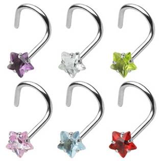 Zahnutý piercing do nosu - hvězda 3 mm
