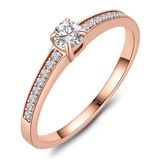 Zásnubní prsten nerezová ocel - Rose Gold, vel. 52