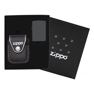 ZIPPO dárková krabička s černou koženou kapsičkou na zapalovač