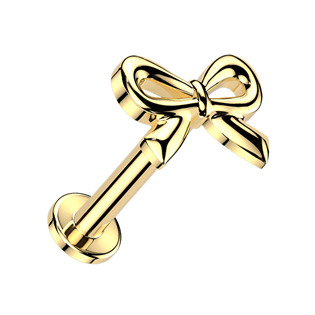 Zlacená Llabreta / piercing do ucha - mašlička