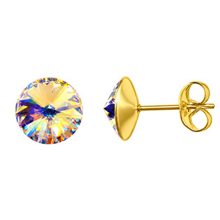 Zlacené ocelové náušnice Crystals from Swarovski® 6mm, AB
