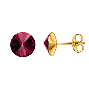 Zlacené ocelové náušnice Crystals from Swarovski® 6mm, AMETHYST