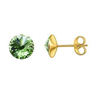 Zlacené ocelové náušnice Crystals from Swarovski® 6mm, PERIDOT