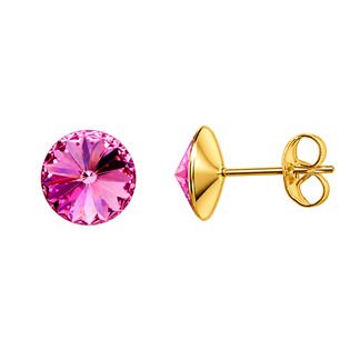 Zlacené ocelové náušnice Crystals from Swarovski® 6mm, ROSE