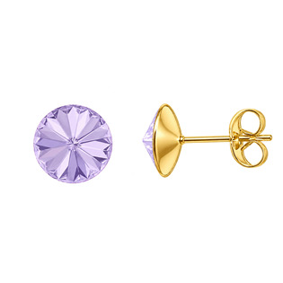 Zlacené ocelové náušnice Crystals from Swarovski® 6mm, VIOLET