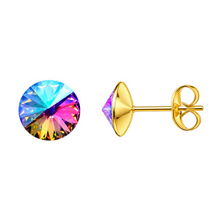 Zlacené ocelové náušnice Crystals from Swarovski® 6mm, VITRAIL LIGHT