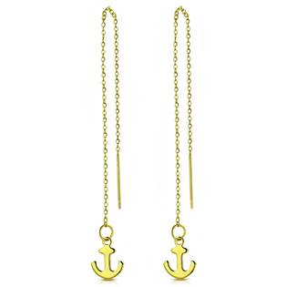 Zlacené provlékací ocelové náušnice kotvy