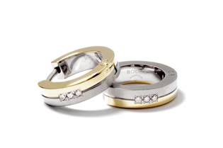 Zlacené titanové náušnice kroužky s diamanty 0510-09