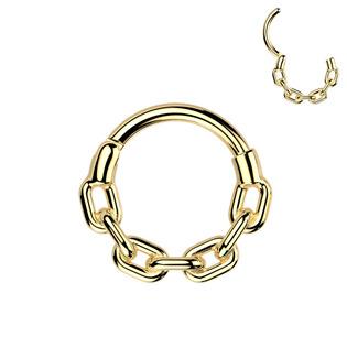 Zlacený celový piercing - segment kruh řetěz
