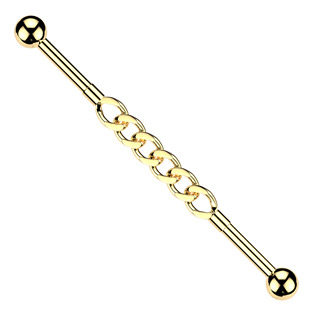 Zlacený industrial piercing řetěz