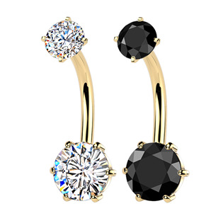 Zlacený ocelový piercing do pupíku