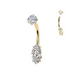 Ocelový piercing do pupíku se zirkony 