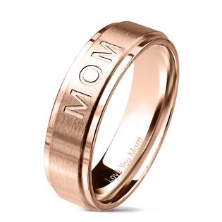 Zlacený ocelový prsten "MOM"