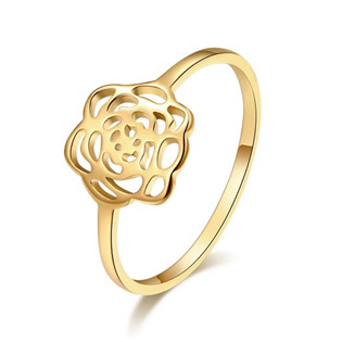 Zlacený ocelový prsten růžička, vel. 56