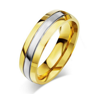 Zlacený ocelový prsten, šíře 6 mm, vel. 65
