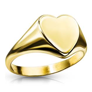 Zlacený ocelový prsten srdce s možností rytiny