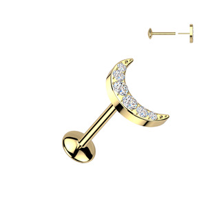 Zlacený piercing do brady měsíček - PUSH IN labreta TITAN