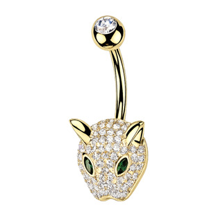 Zlacený piercing do pupíku leopard