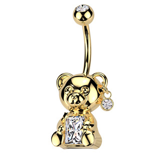 Zlacený piercing do pupíku medvídek
