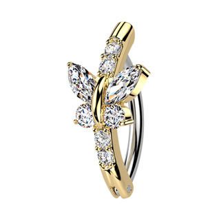 Zlacený piercing do pupíku motýlek