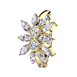 Zlacený piercing do pupíku s kytičkou