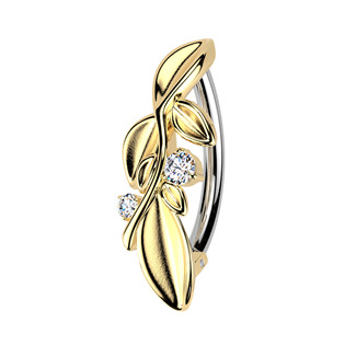 Zlacený piercing do pupíku s lístečky