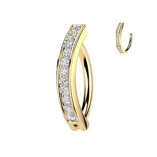 Zlacený piercing do pupíku se štítem