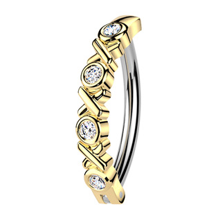 Zlacený piercing do pupíku se štítem