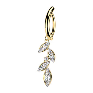 Zlacený piercing do pupíku se štítem