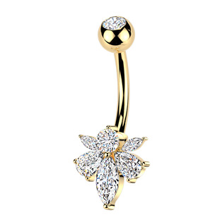 Zlacený piercing do pupíku včelka