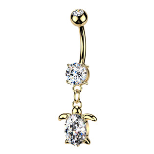 Zlacený piercing do pupíku želvička