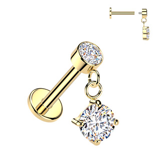 Zlacený piercing do ucha - labreta