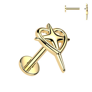 Zlacený piercing do ucha nebo brady - labreta