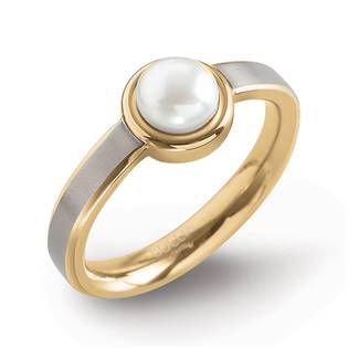 Zlacený titanový prsten s perlou 0137-03