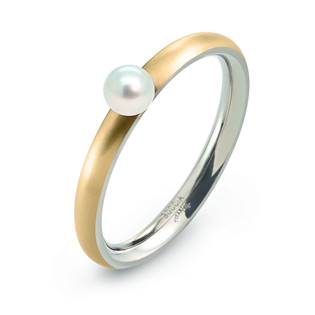 Zlacený titanový prsten s perlou 0145-02