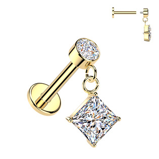 Zlacný piercing do ucha - labreta