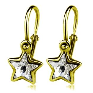 Zlaté dětské náušnice s hvězdičkami Crystals from SWAROVSKI®, barva: Crystal